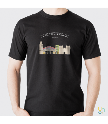unonou samarreta ciutat vella unisex negra
