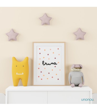 unonou làmina personalitzada habitació bebé puntets colors càlids