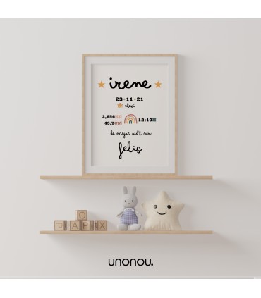 unonou lámina habitación bebé personalizada natalici