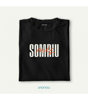 unonou camiseta somriu més negra naranja
