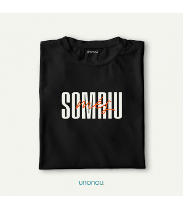 unonou camiseta somriu més negra naranja