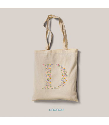 tote bag personalizable inicial con flores unonou