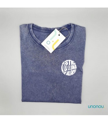 unonou camiseta Estic a la lluna de València denim azul